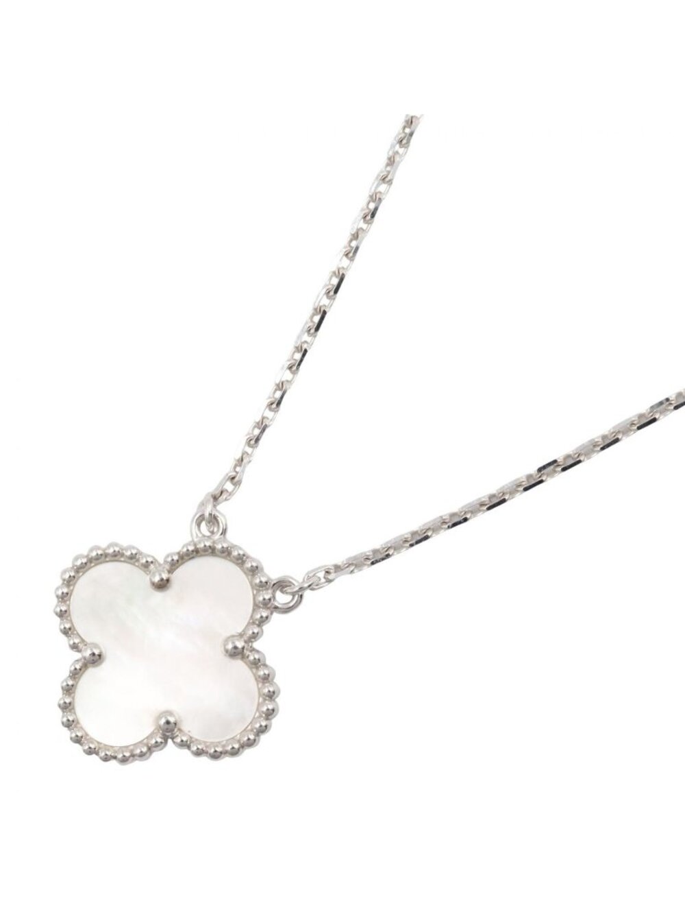 Van Cleef & Arpels Necklace Vintage Alhambra Mother of Pearl 41 18k White Gold